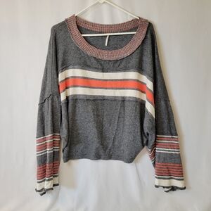 Free People Gray and Orange Knit Sweater